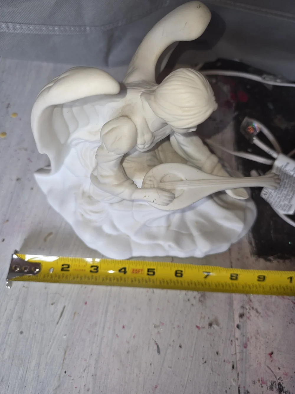 IKEA White Ceramic Angel Sculpture Playing Harp